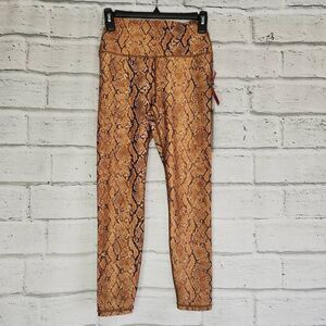Carbon 38 Snakeskin Print High Rise Pull On Leggings Tan Size Small NWT